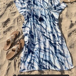 Blue & White Watercolor beach cover up